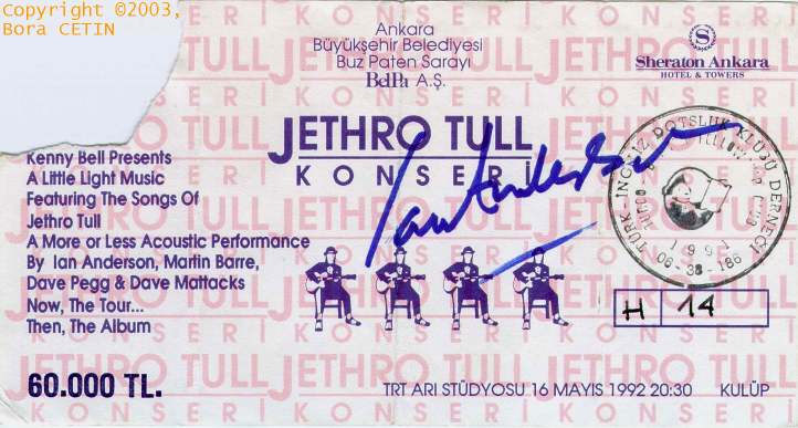 Tull Ankara 1992 Ticket